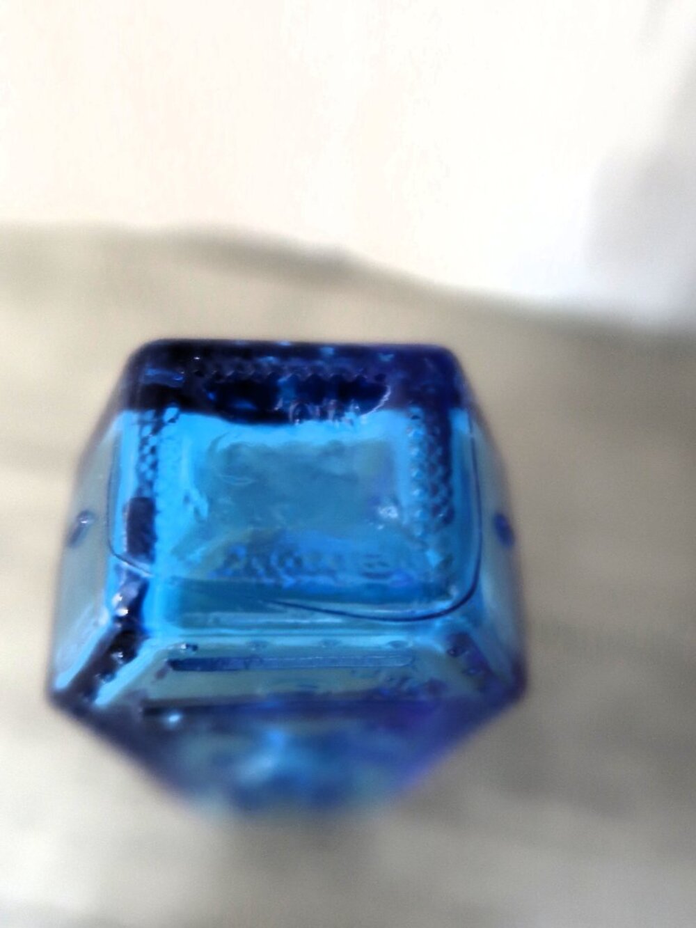 Vintage Cobalt Blue Embossed Glass Bottle "Use With Care" Patented Portrait 3in - Picture 4 of 11